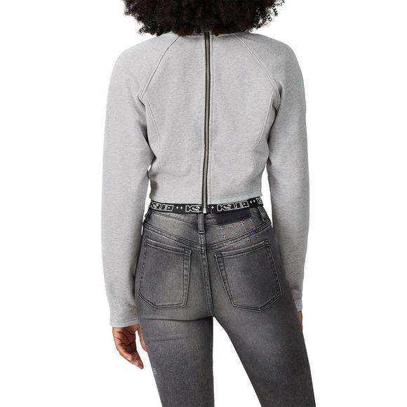 Ksubi Terra Cropped Sweatshirt Back Zip Gray Size Medium - Picture 2 of 10